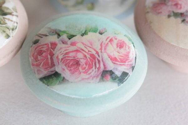 Teal and Pink roses knob